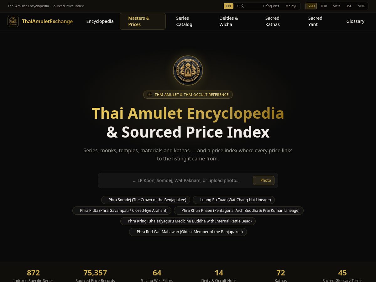 Landing-page snapshot of thaiamuletexchange.com