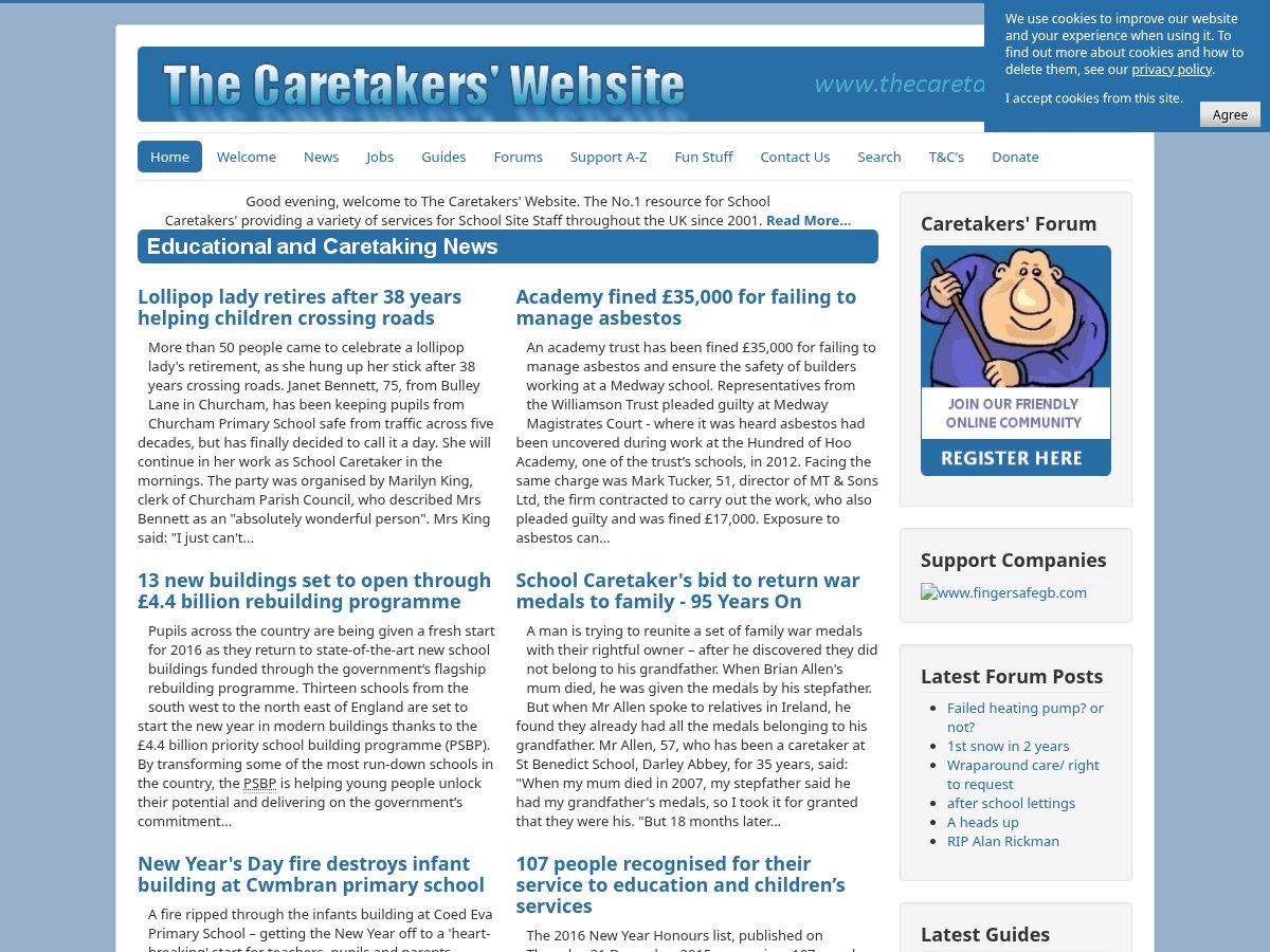 Landing-page snapshot of thecaretakers.net
