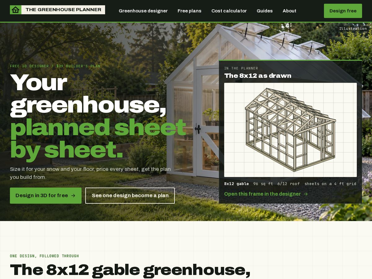 Landing-page snapshot of thegreenhouseplanner.com