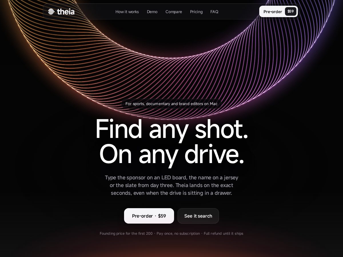 Landing-page snapshot of theiafilm.com
