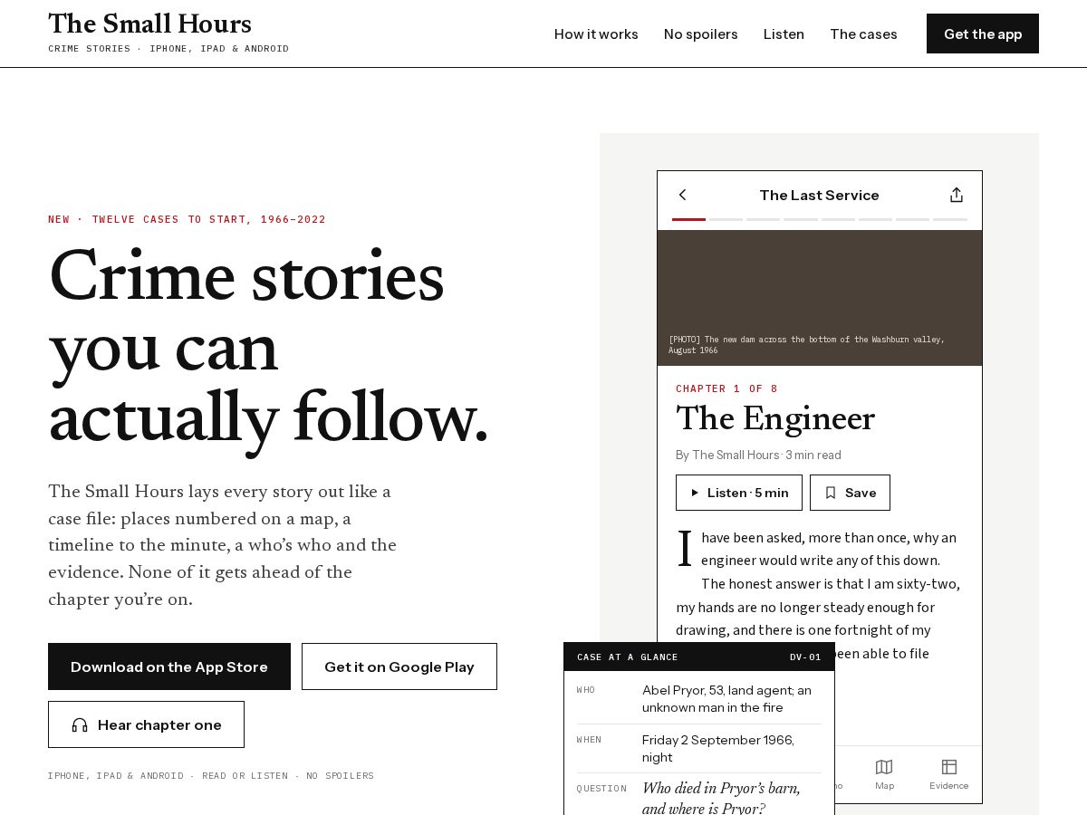 Landing-page snapshot of thesmallhours.app