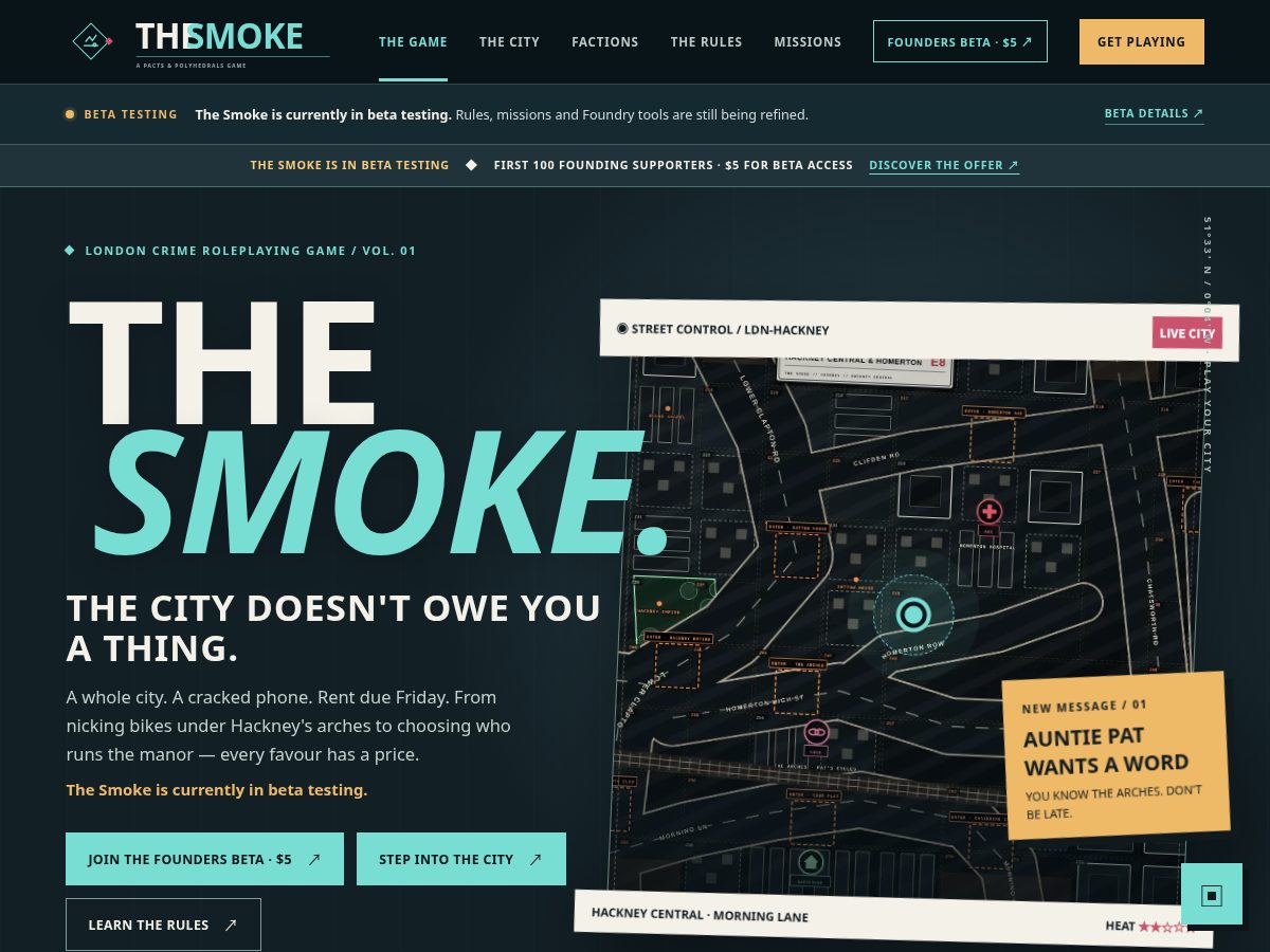 Landing-page snapshot of thesmokerpg.com
