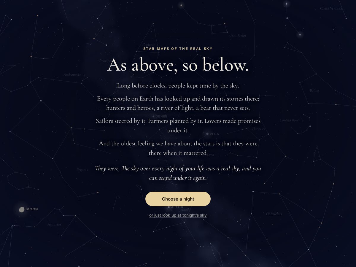 Landing-page snapshot of thestarsthatnight.com
