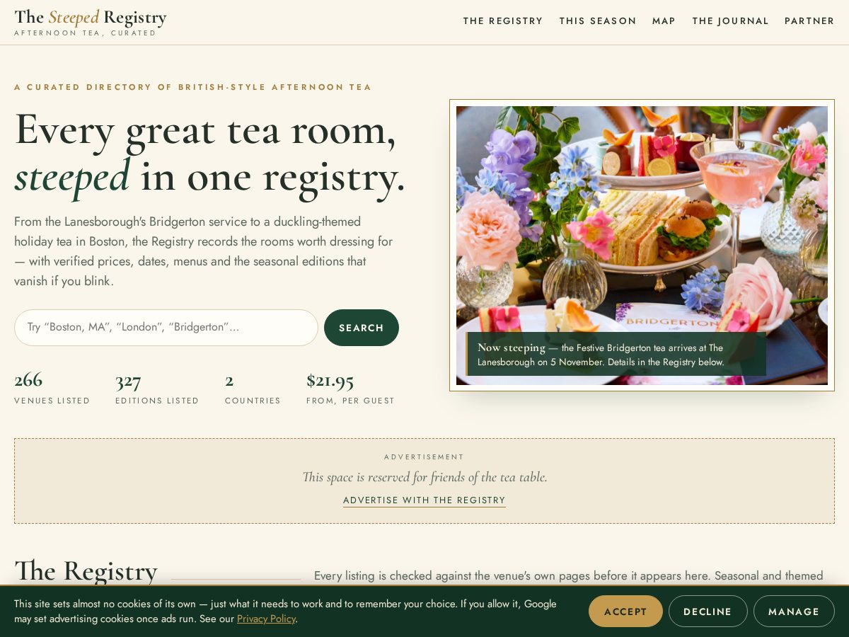 Landing-page snapshot of thesteepedregistry.com