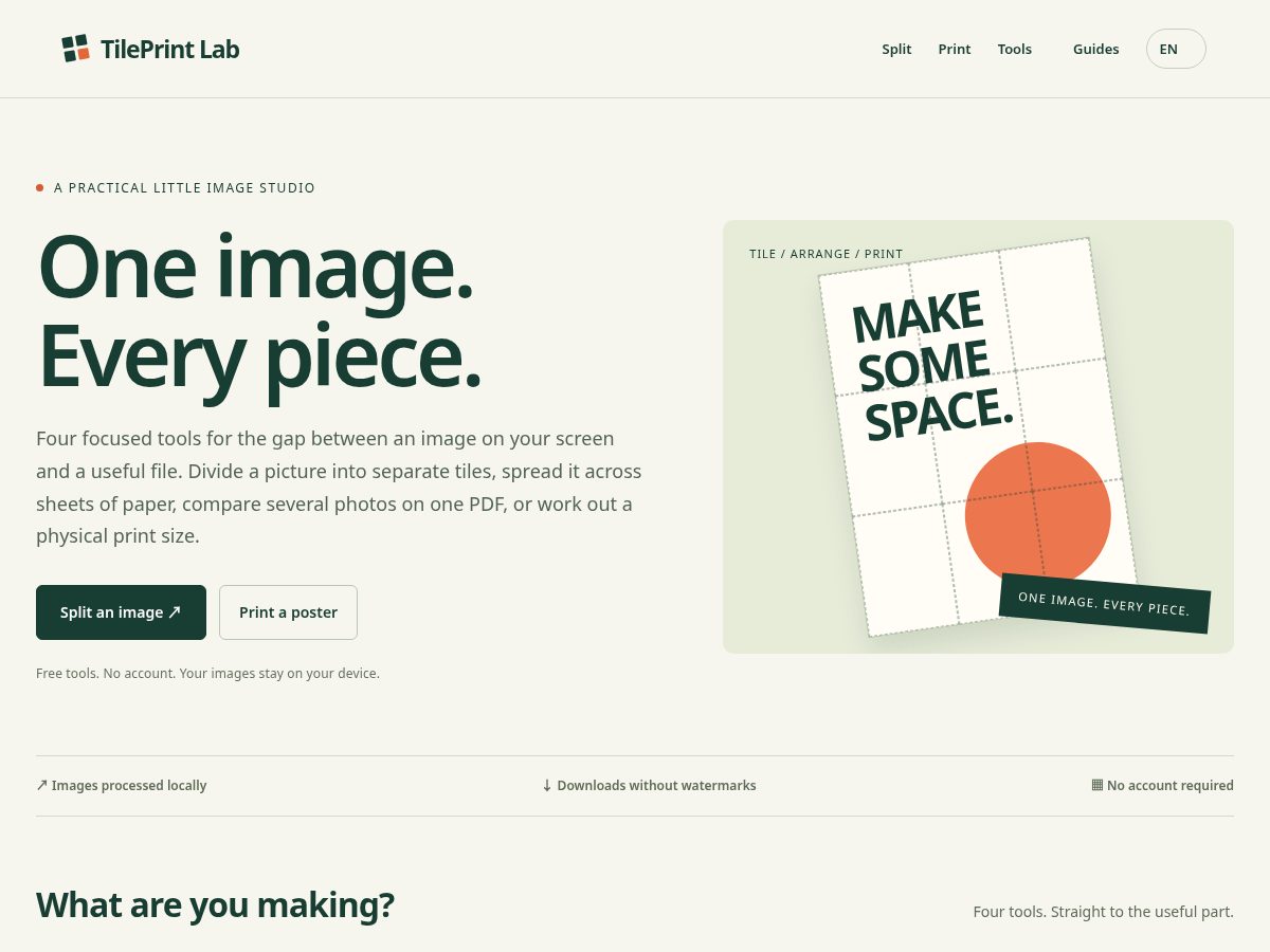 Landing-page snapshot of tileprintlab.com