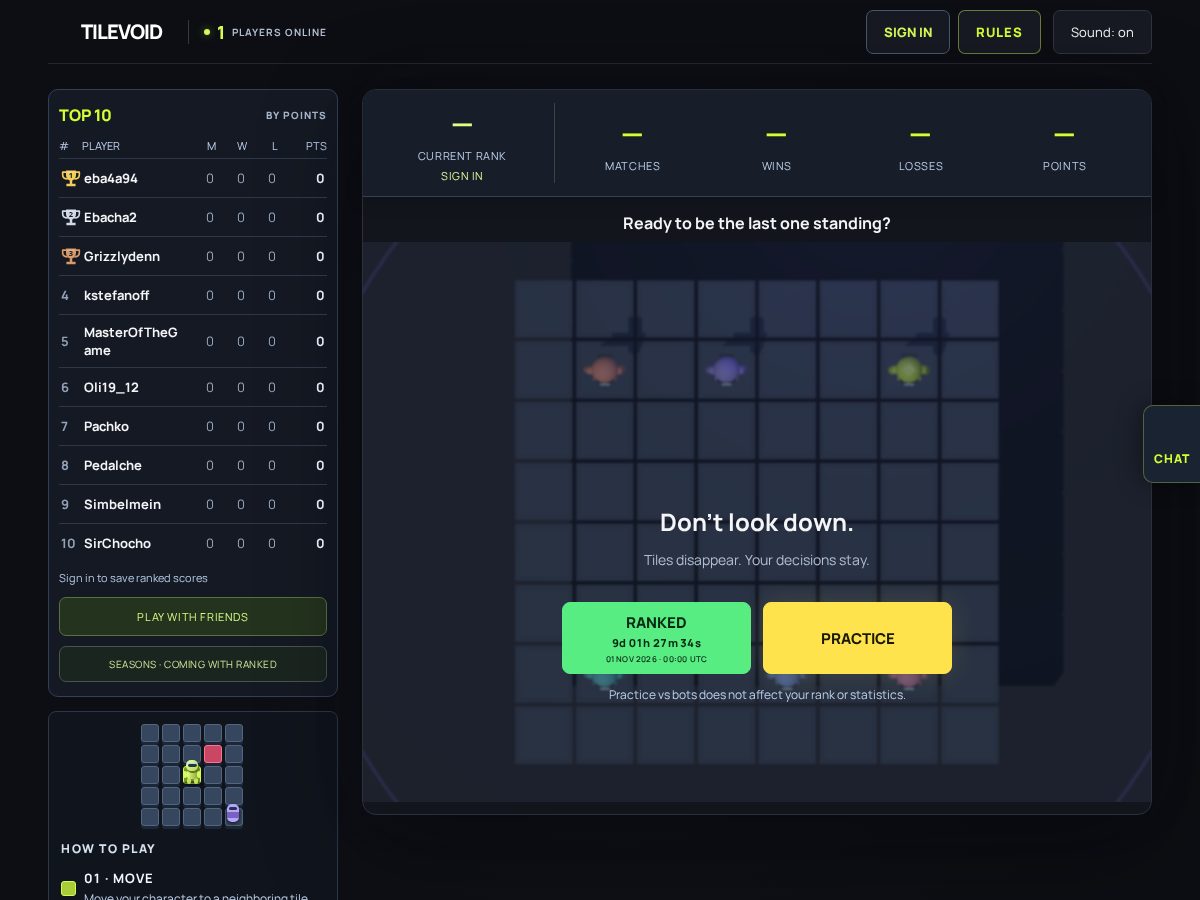 Landing-page snapshot of tilevoid.com