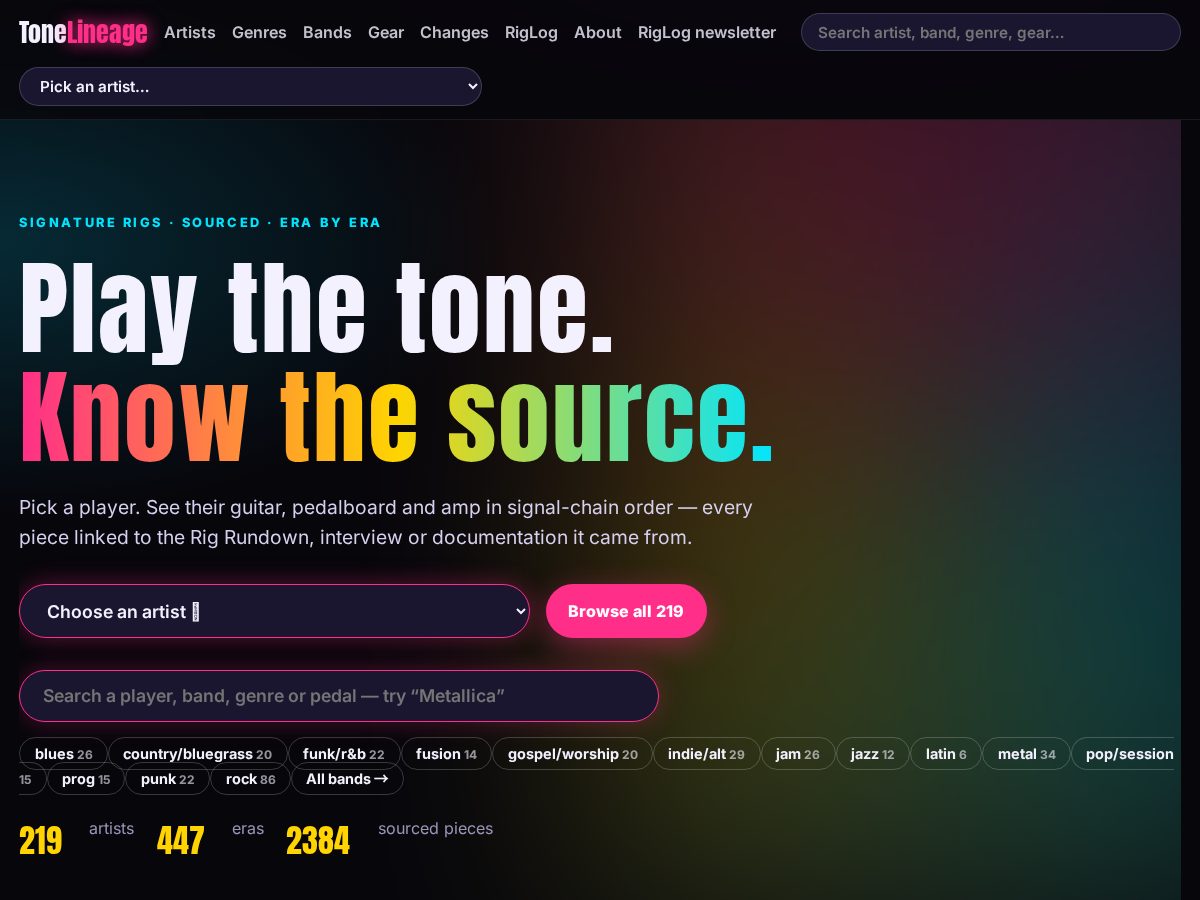 Landing-page snapshot of tonelineage.com