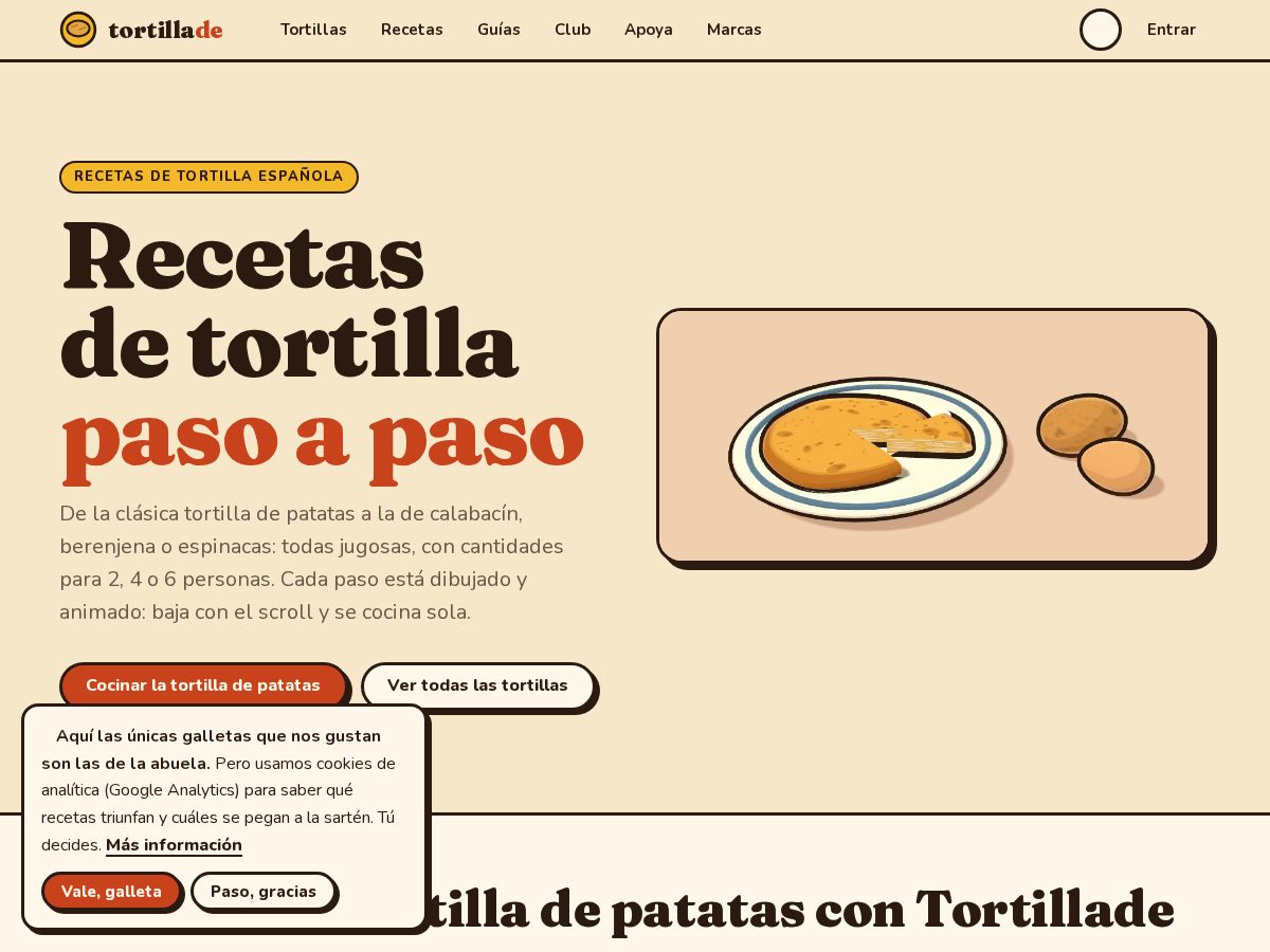 Landing-page snapshot of tortillade.com