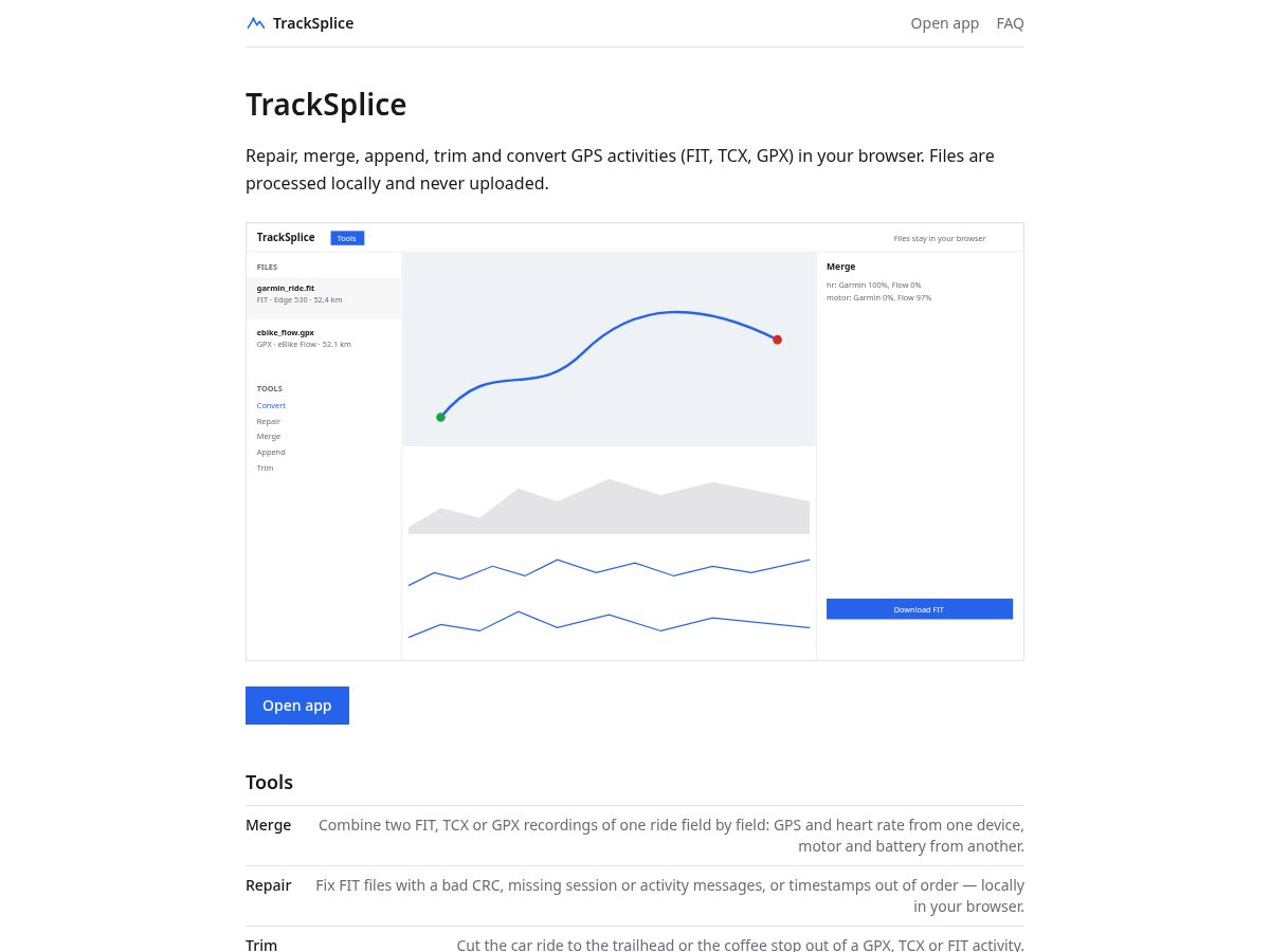Landing-page snapshot of tracksplice.com