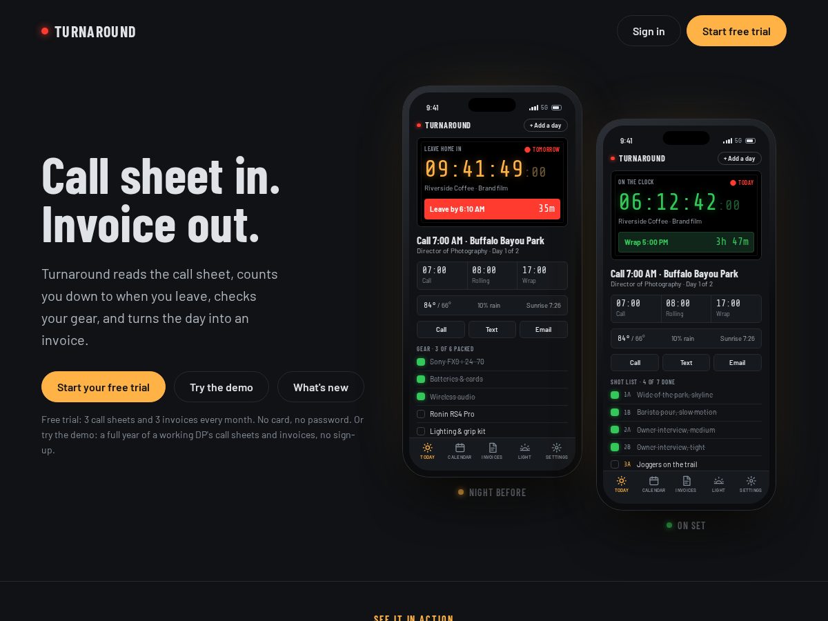 Landing-page snapshot of turnaroundpro.app