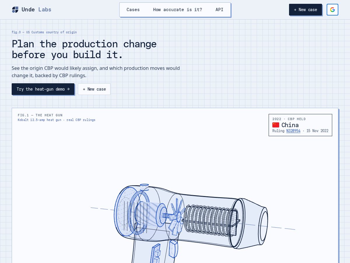 Landing-page snapshot of undelabs.dev