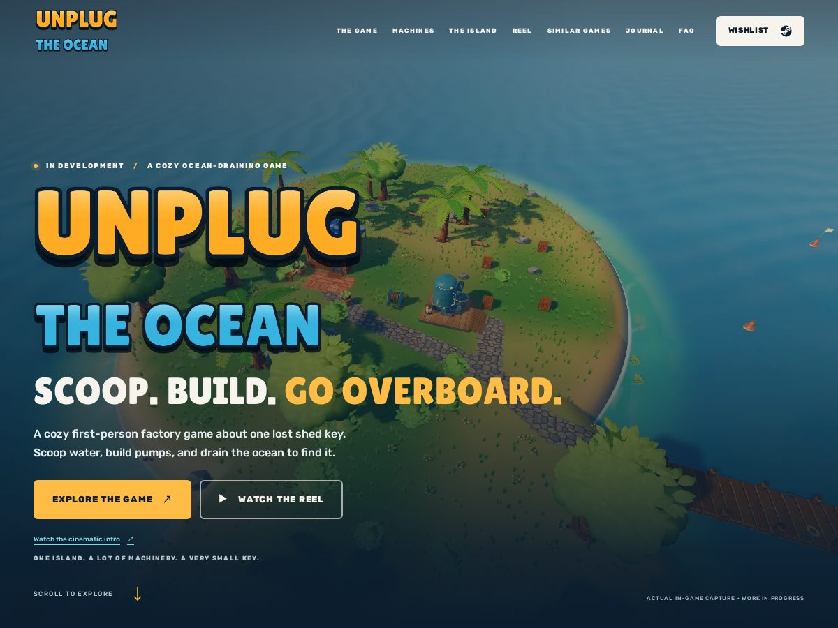 Landing-page snapshot of unplugocean.com