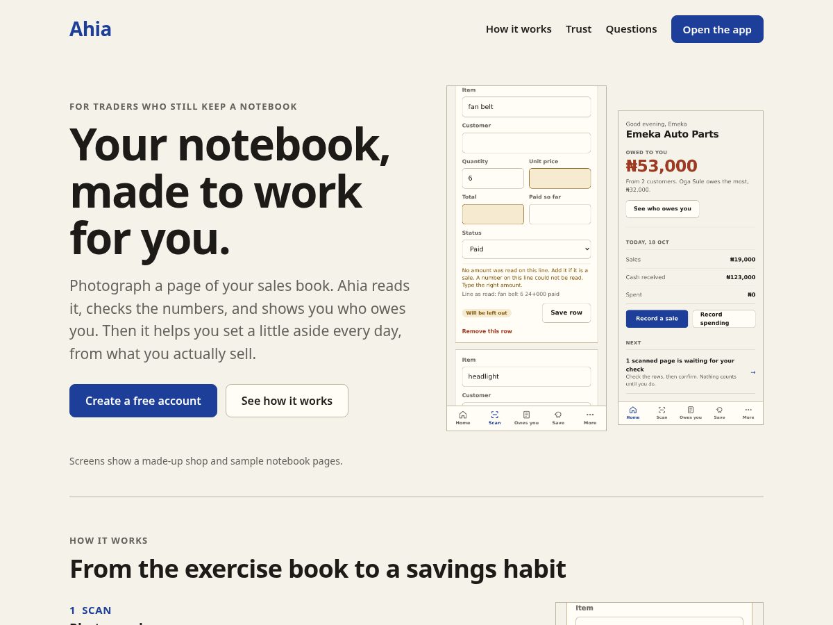 Landing-page snapshot of useahia.app