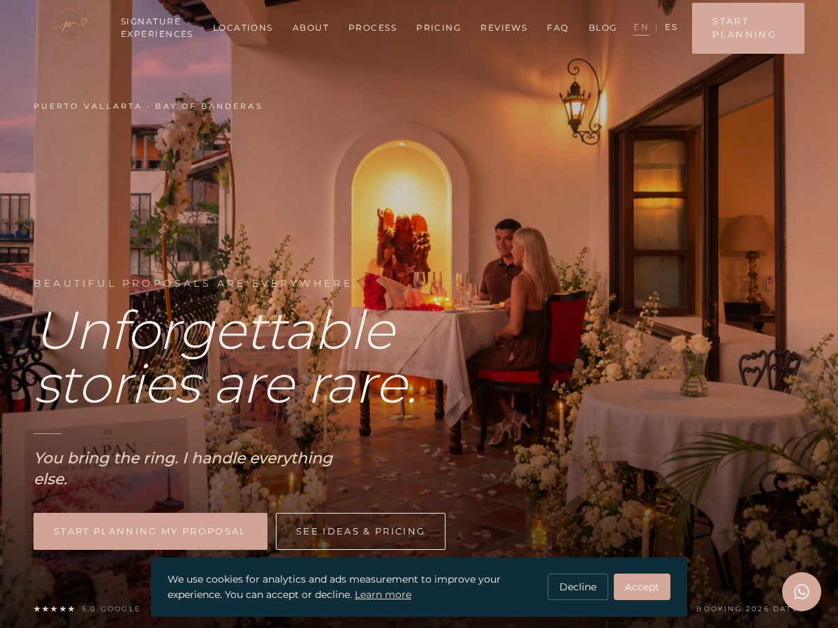 Landing-page snapshot of vallartaproposalplanner.com