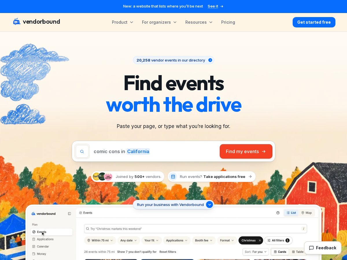 Landing-page snapshot of vendorboundhq.com