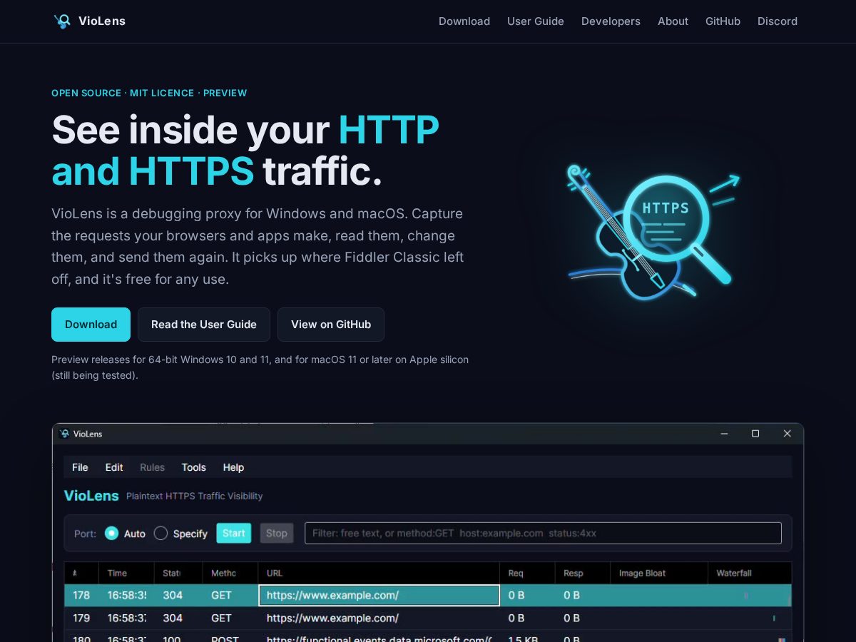 Landing-page snapshot of violens.dev