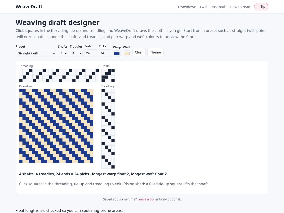 Landing-page snapshot of weavedraft.app