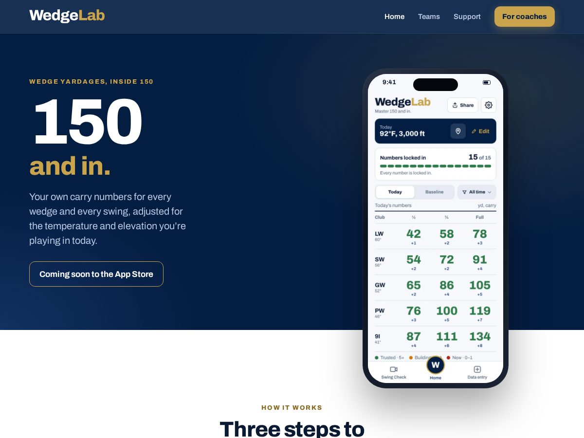 Landing-page snapshot of wedgelab.app