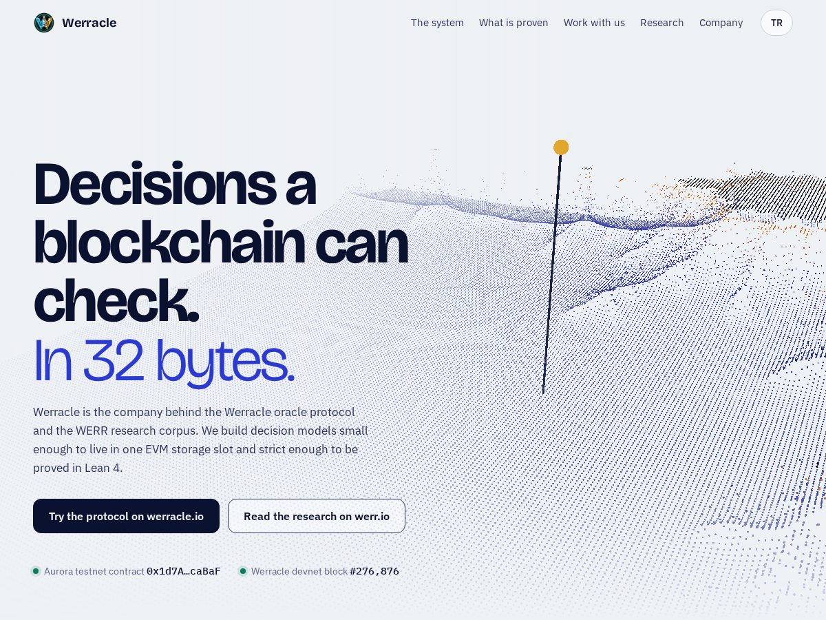 Landing-page snapshot of werracle.com