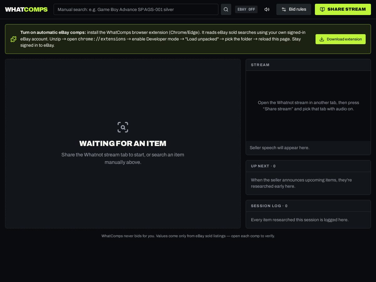 Landing-page snapshot of whatcomps.com