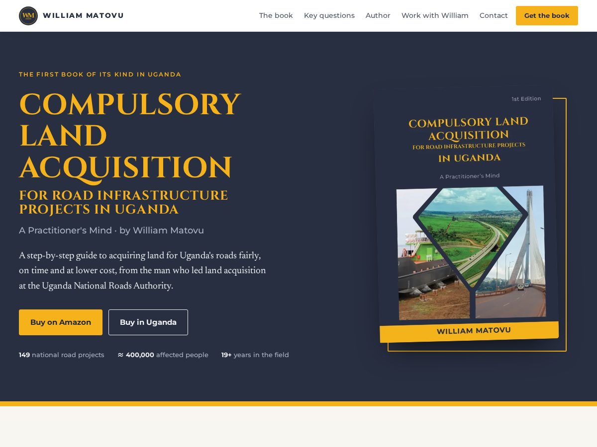 Landing-page snapshot of williammatovu.com