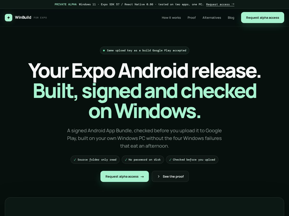 Landing-page snapshot of winbuild.dev