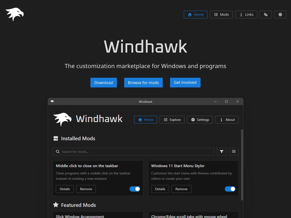 Landing-page snapshot of windhawksoftware.com