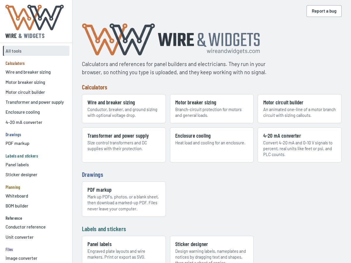 Landing-page snapshot of wireandwidgets.com