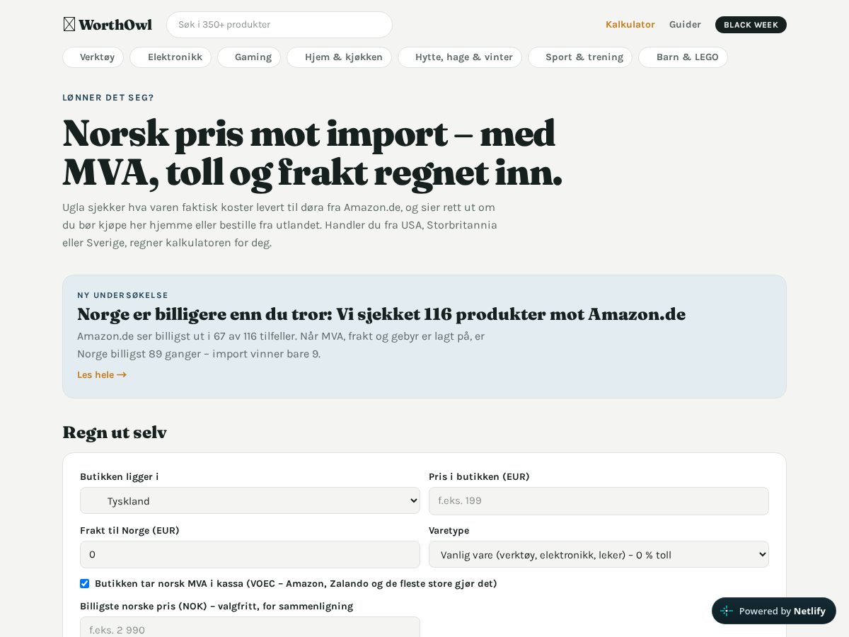 Landing-page snapshot of worthowl.com