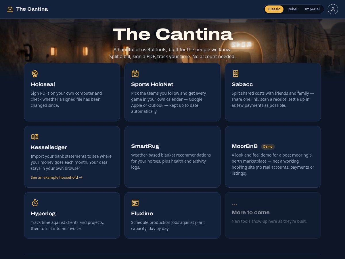 Landing-page snapshot of wretchedhivecantina.com
