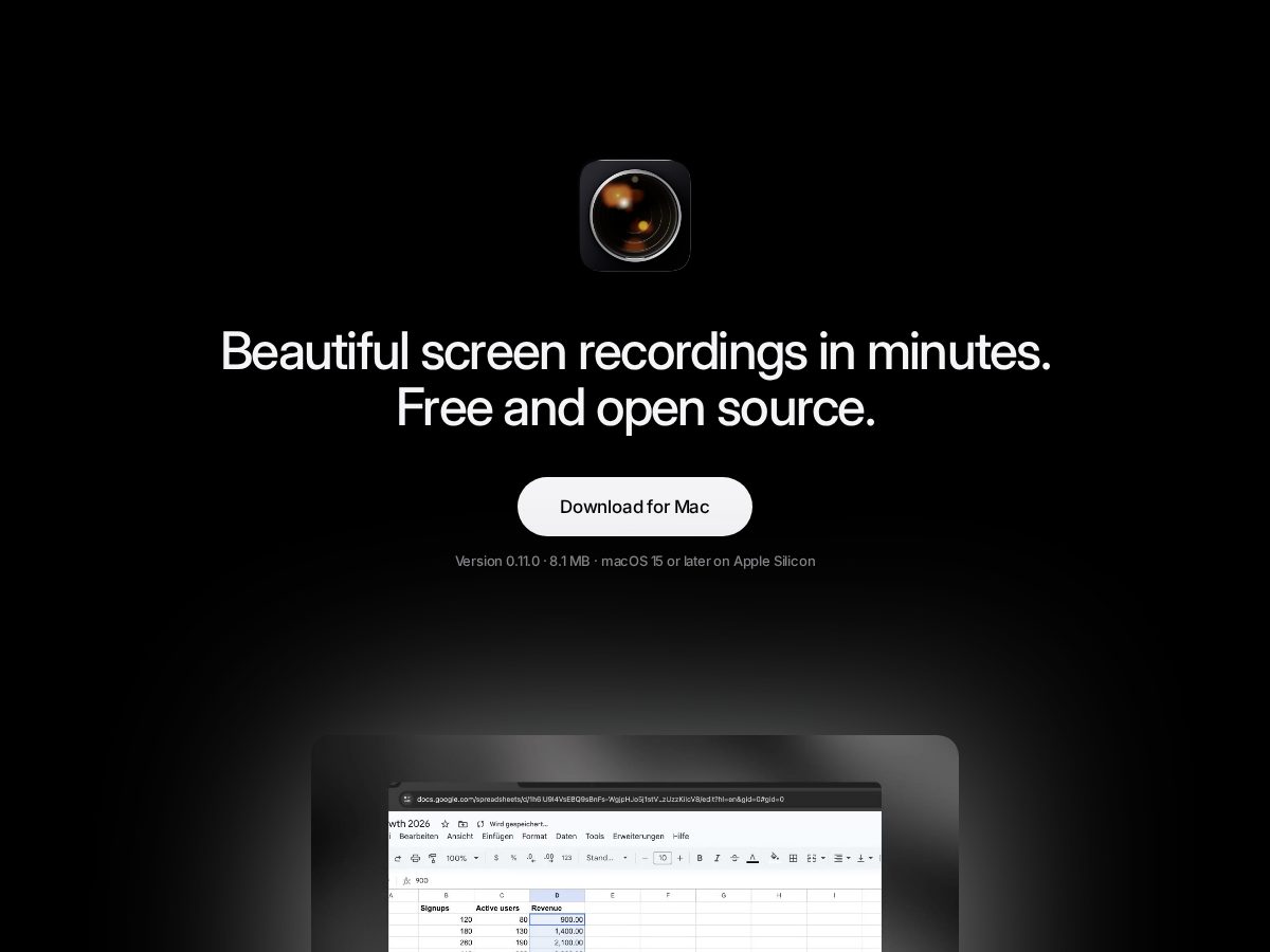 Landing-page snapshot of yapcam.app