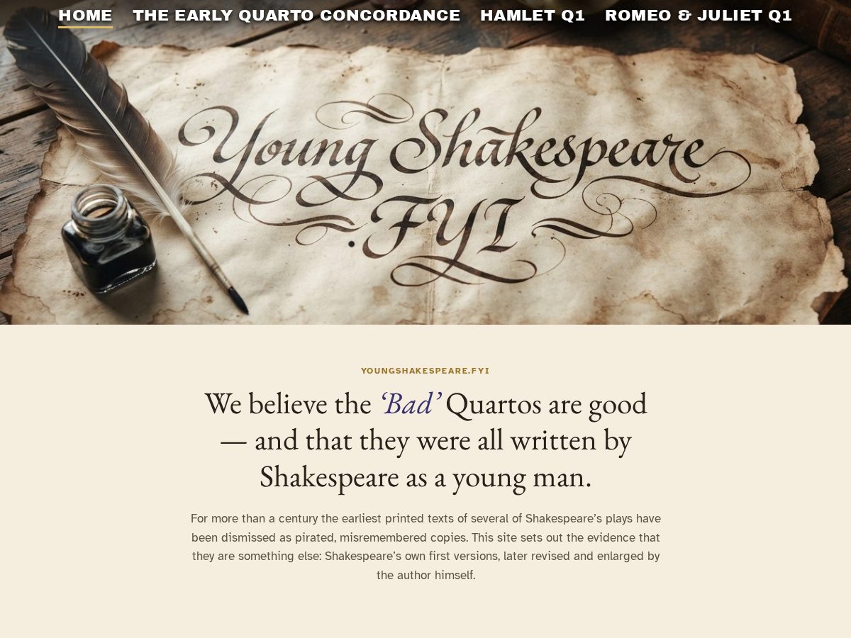 Landing-page snapshot of youngshakespeare.fyi