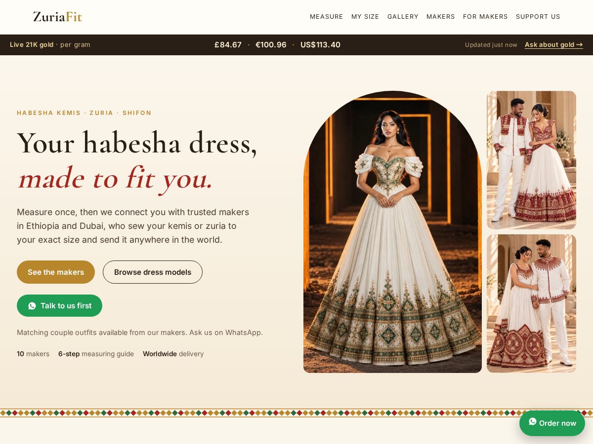 Landing-page snapshot of zuriafit.com