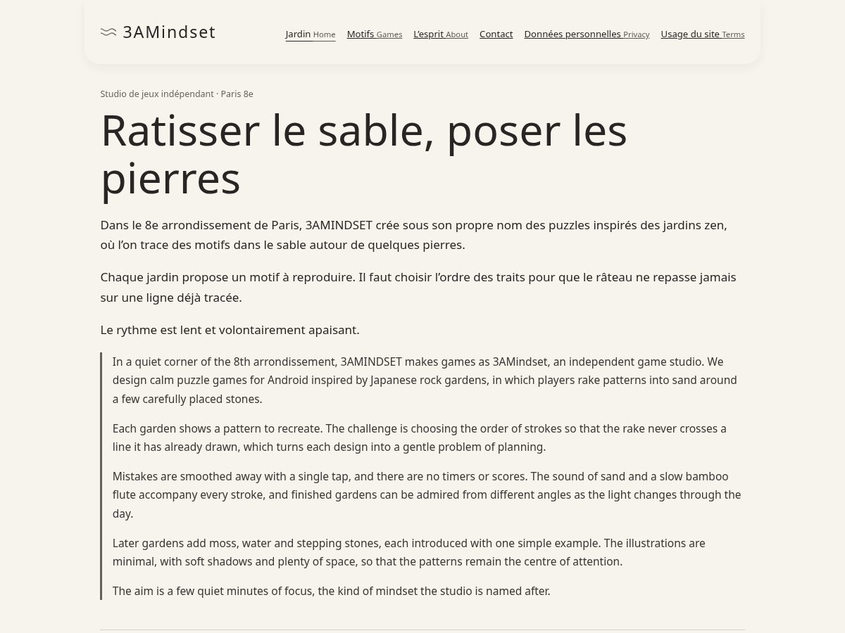 Landing-page snapshot of 3amindset.link