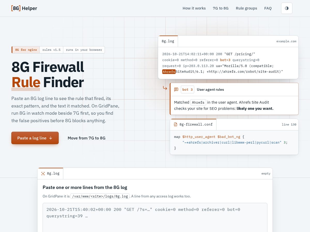 Landing-page snapshot of 8ghelper.com