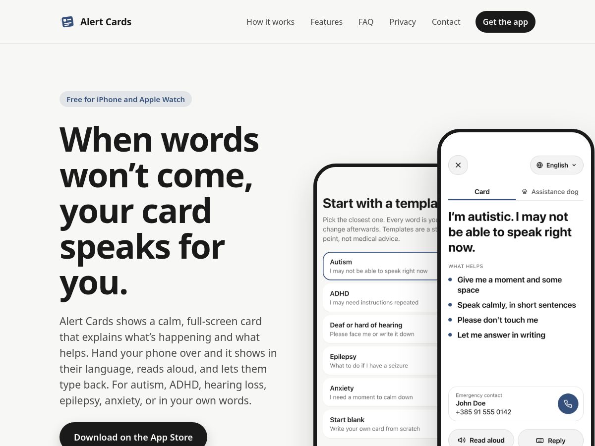 Landing-page snapshot of alerts.cards