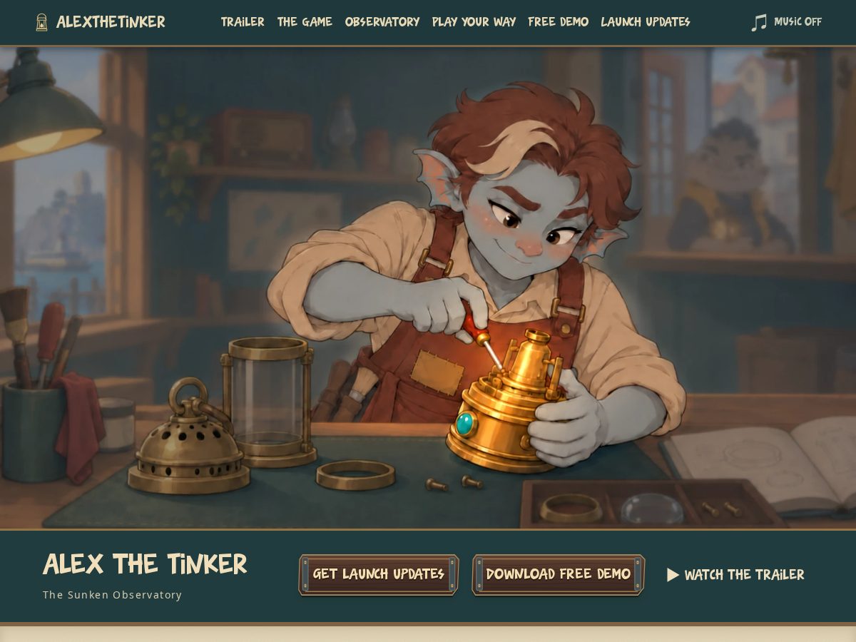 Landing-page snapshot of alexthetinker.com