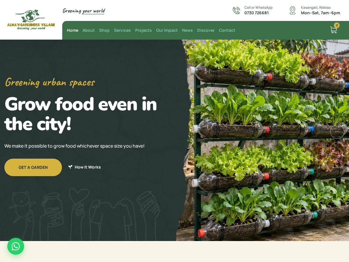 Landing-page snapshot of almahgardenersvillage.com