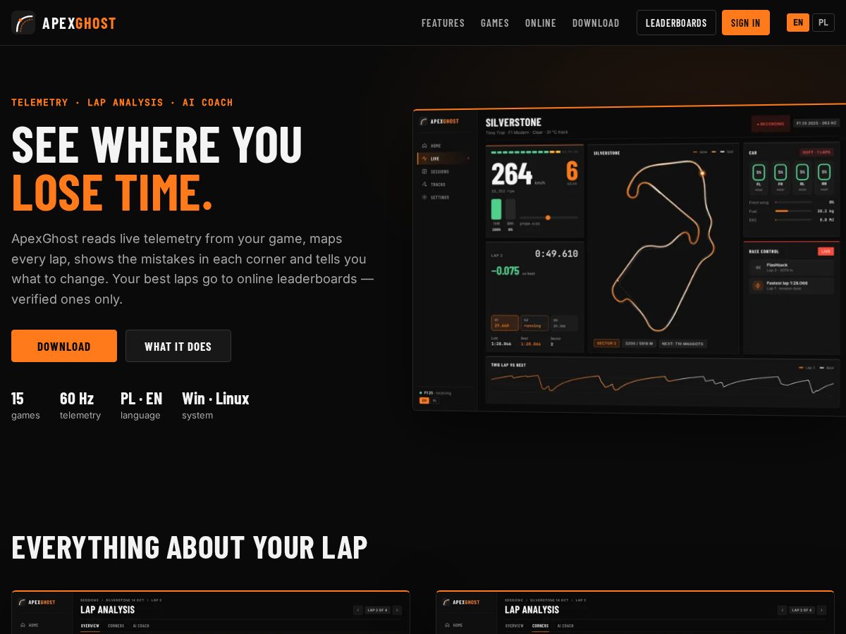 Landing-page snapshot of apexghost.app