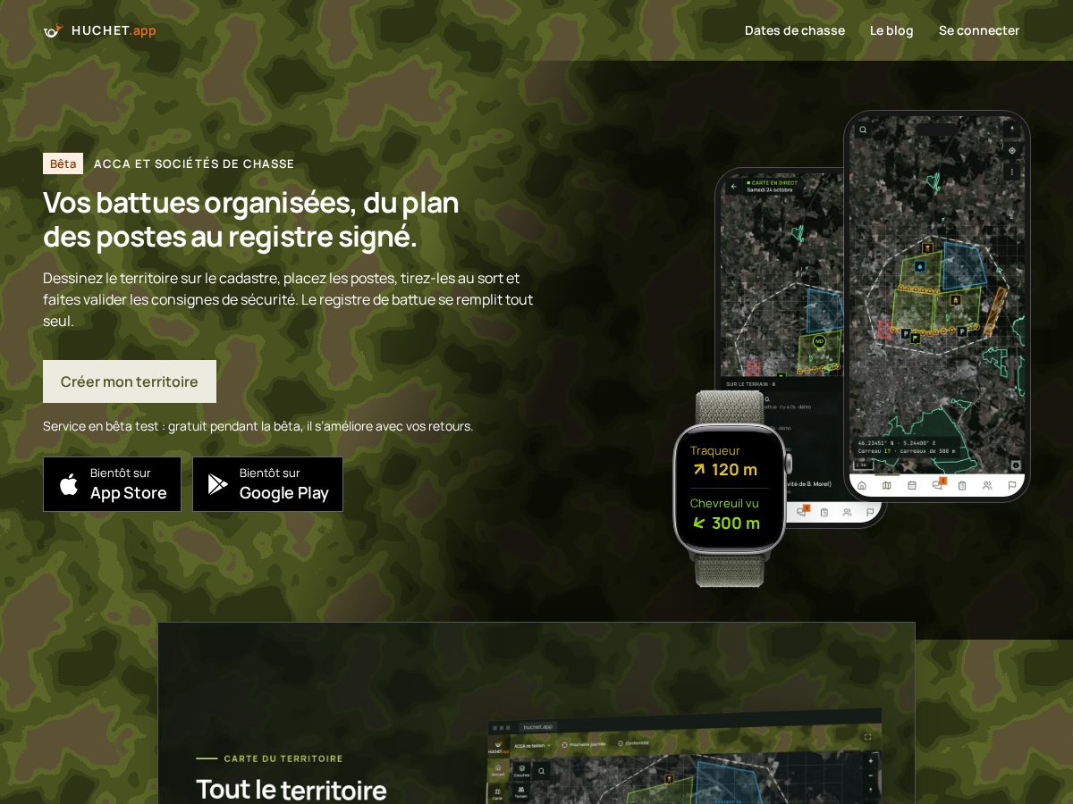 Landing-page snapshot of apphuchet.com