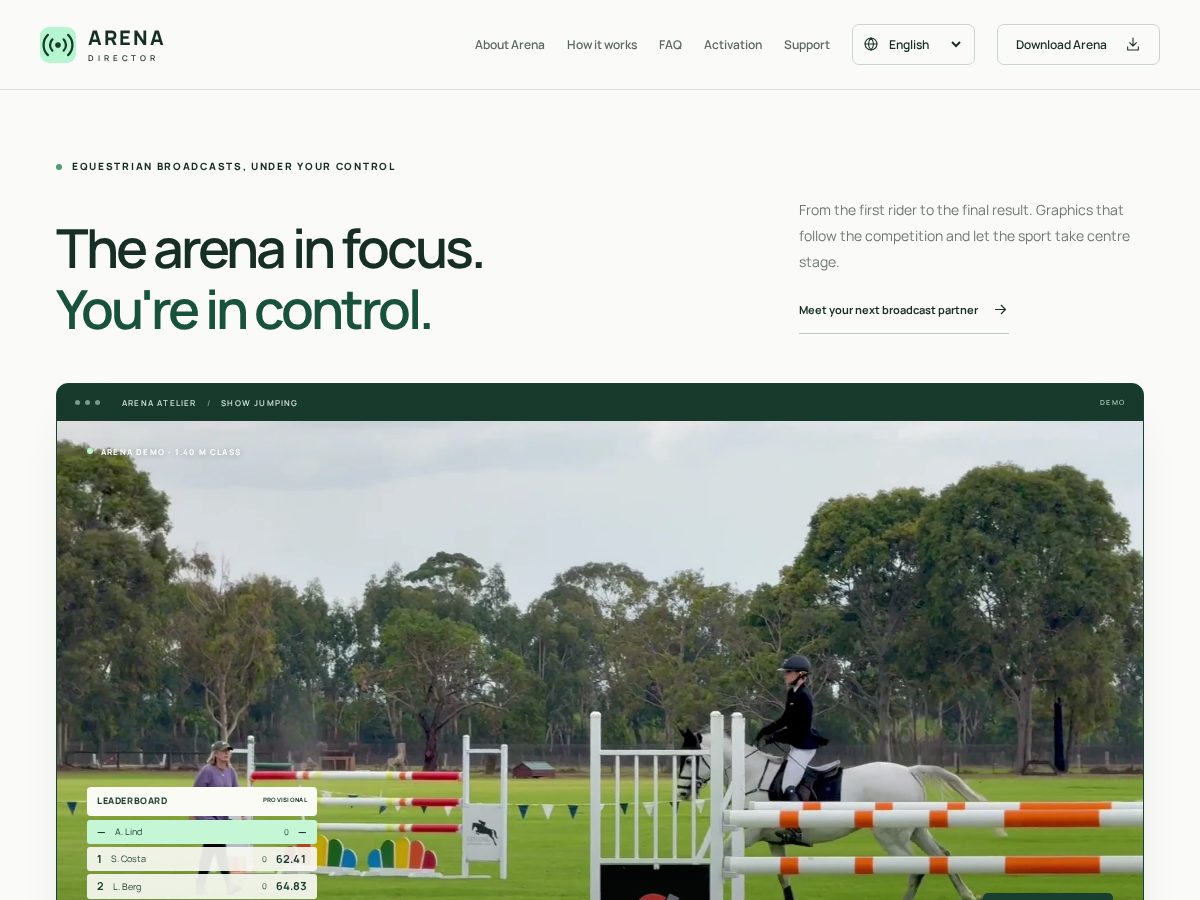 Landing-page snapshot of arenadirector.app