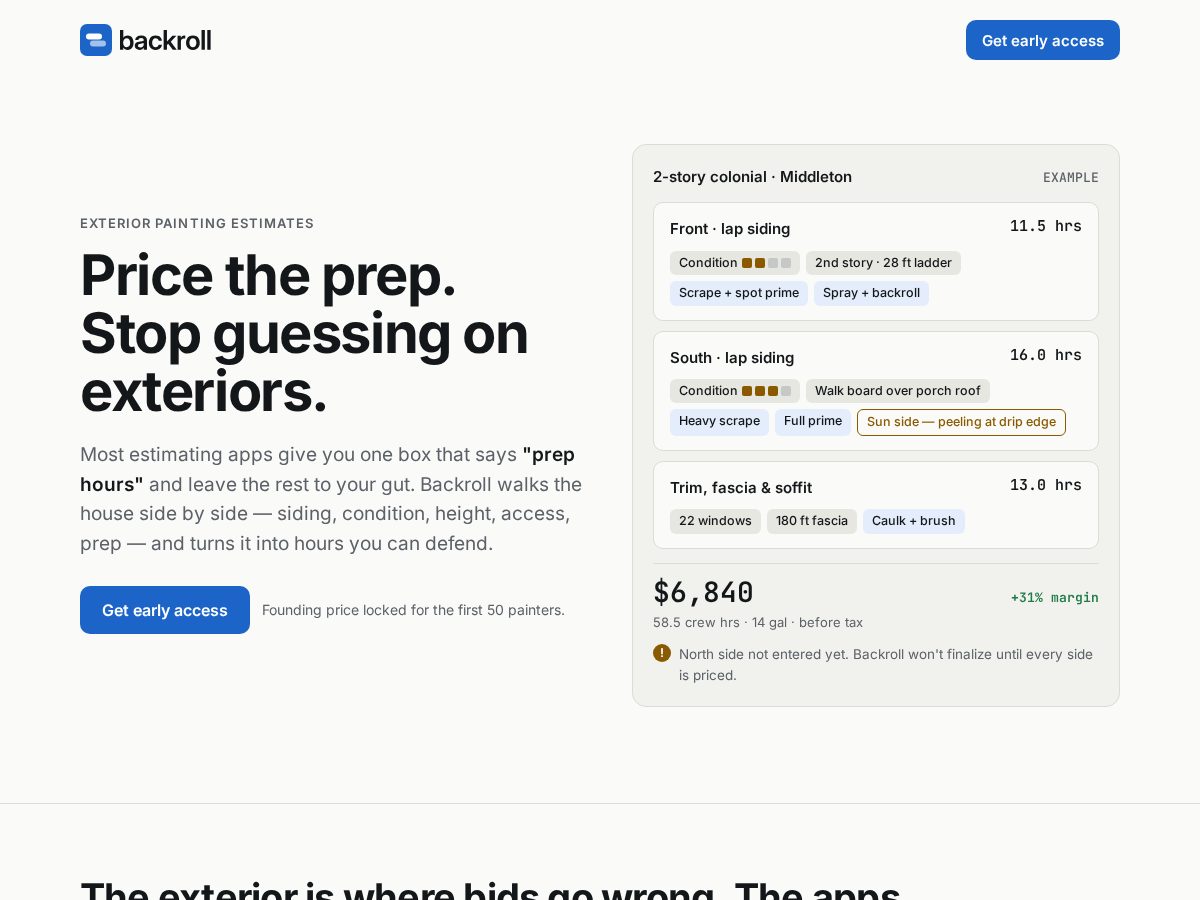 Landing-page snapshot of backrollapp.com