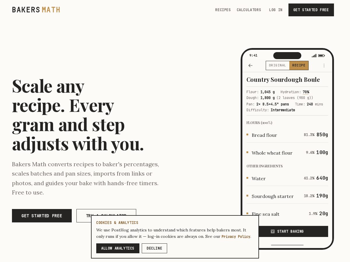 Landing-page snapshot of bakers-math.com