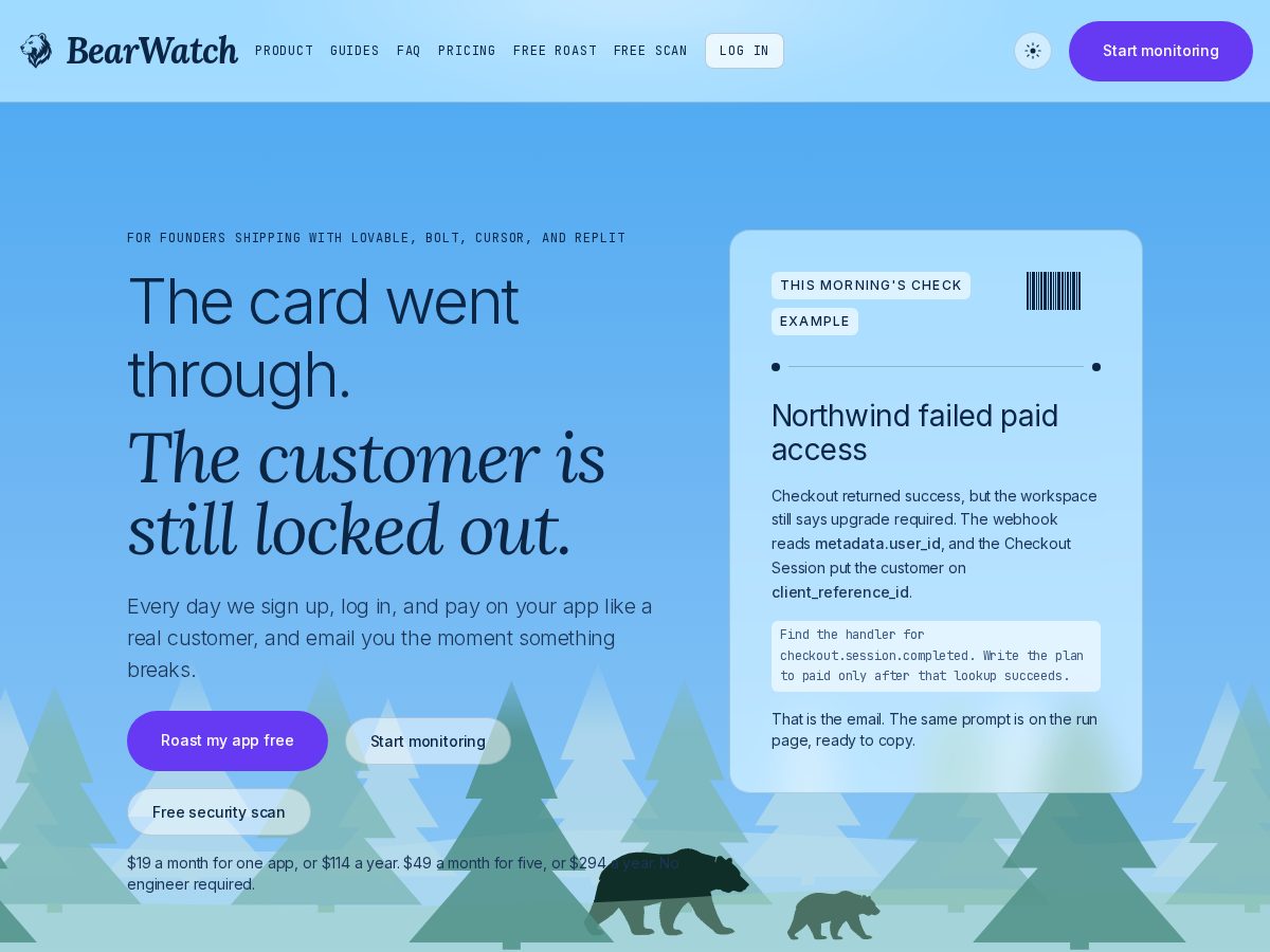 Landing-page snapshot of bearwatch.space