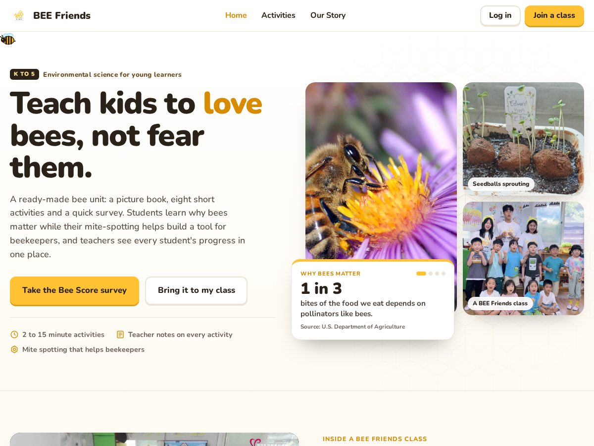 Landing-page snapshot of beefriendsproject.org