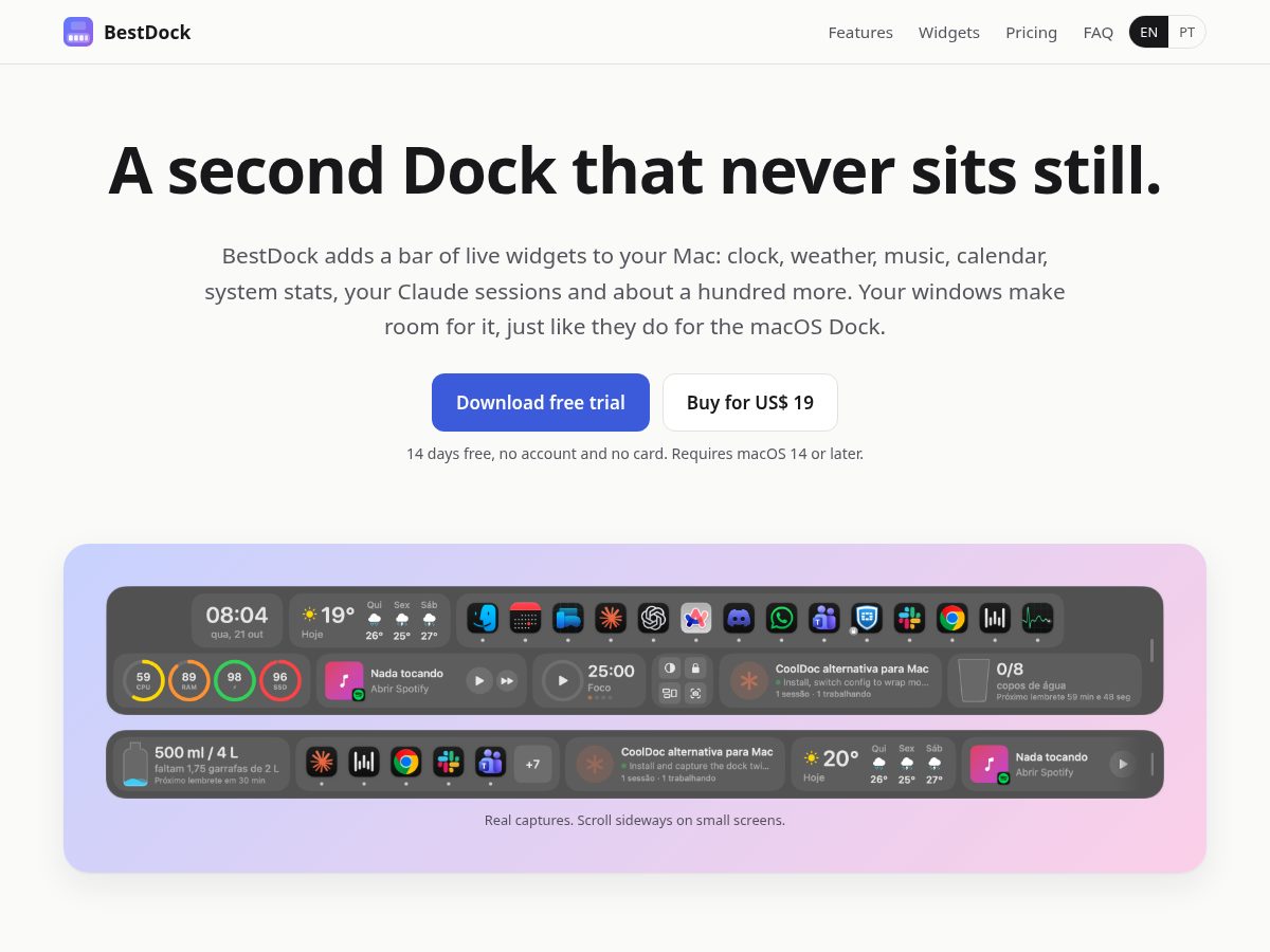 Landing-page snapshot of bestdock.app