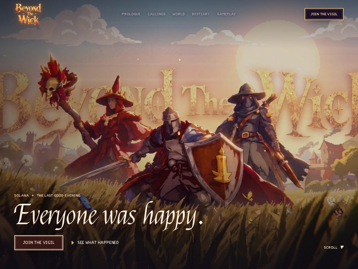 Landing-page snapshot of beyondthewick.quest