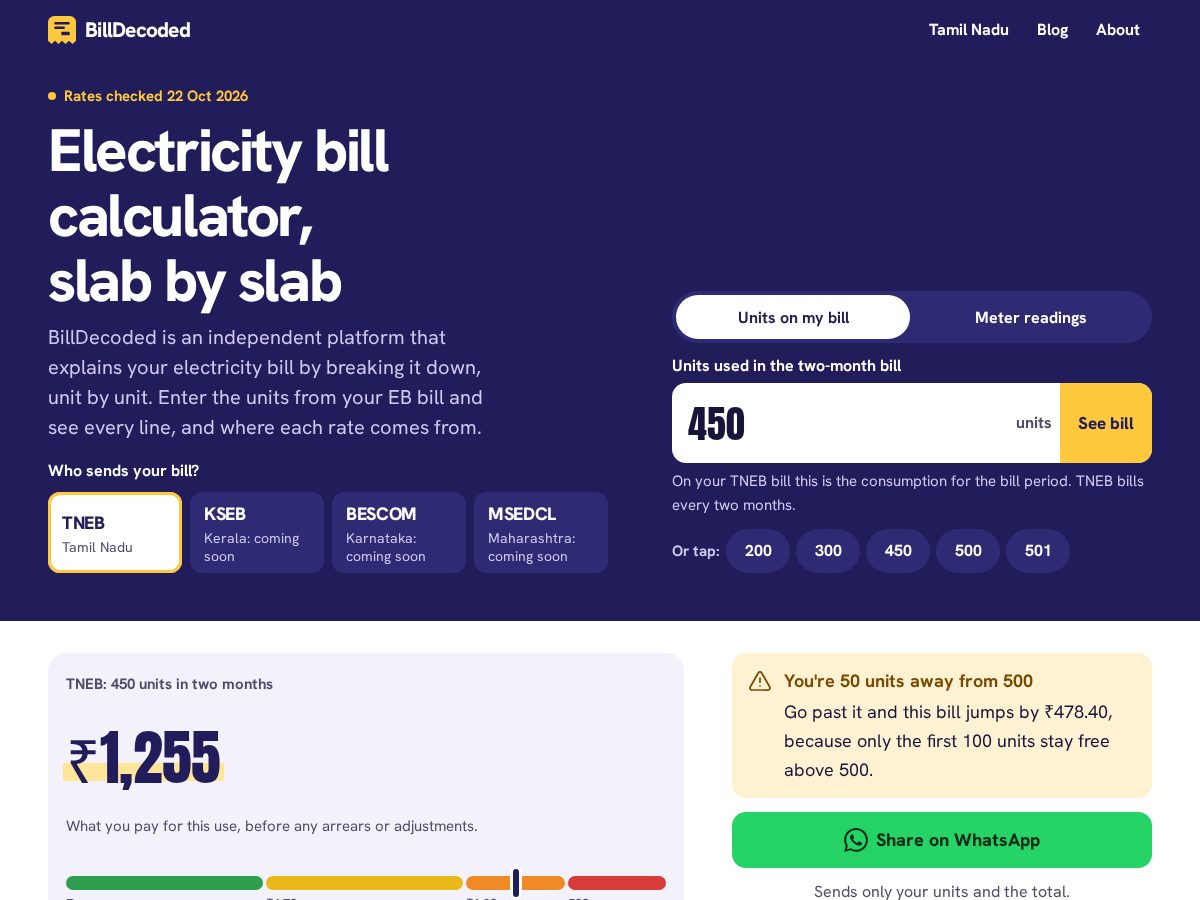 Landing-page snapshot of billdecoded.com