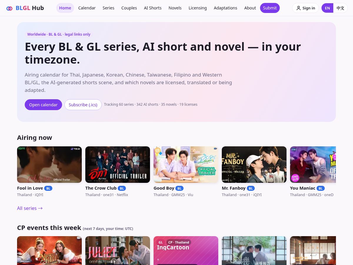 Landing-page snapshot of blglhub.com