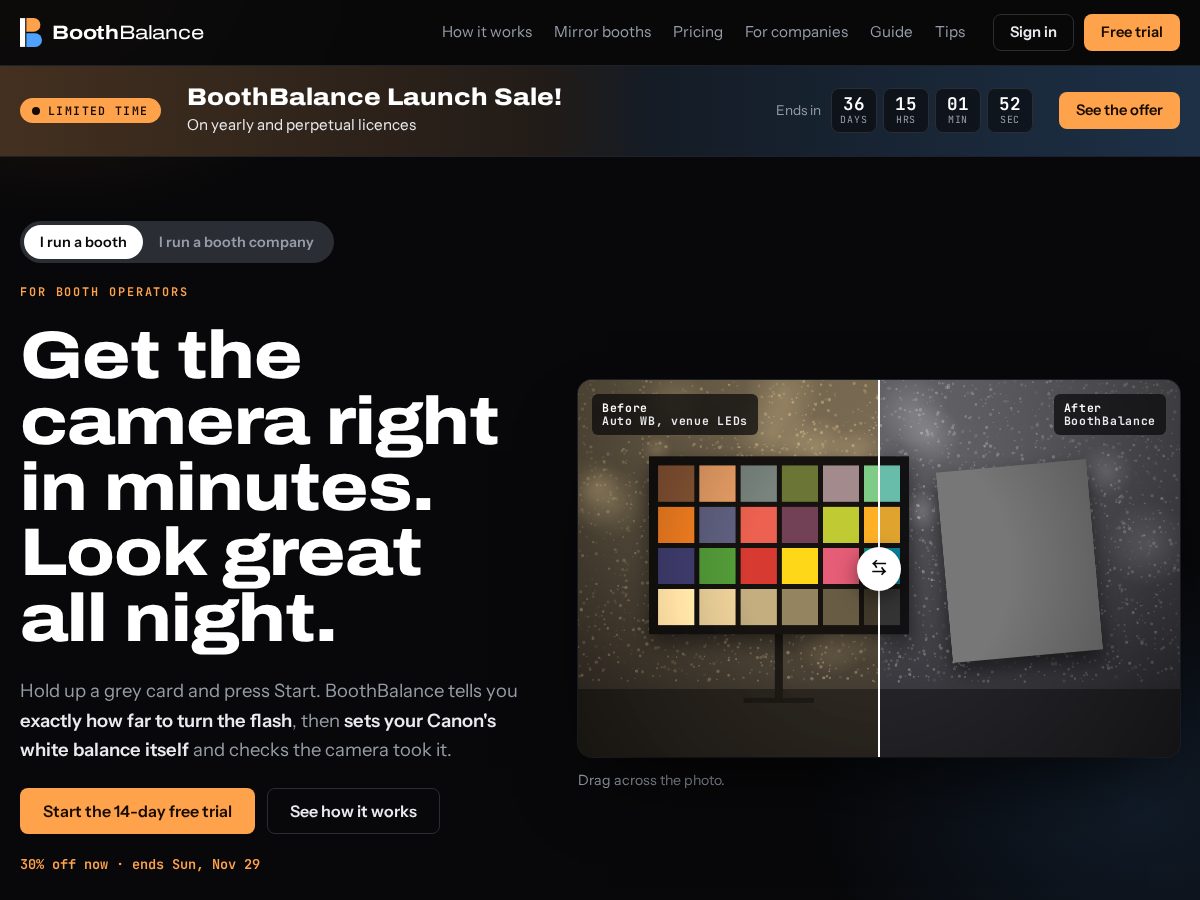 Landing-page snapshot of boothbalance.com